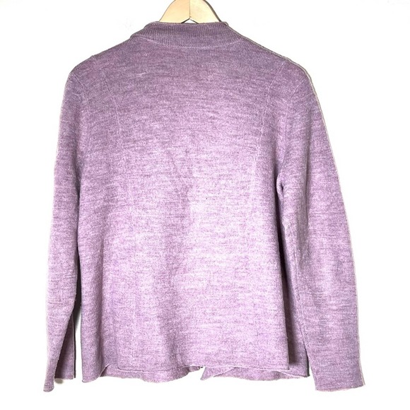 Eileen Fisher 100% wool purple violet open front cardigan sweater sz large L B38 - Picture 5 of 5